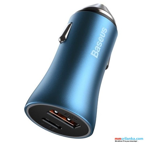 Baseus Golden Contactor Pro Fast USB Type C / USB 40 W Quick Car Charger (Blue)